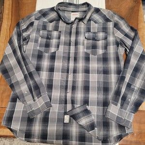 Levi's Western Pearl Snap Plaid Shirt Size XL